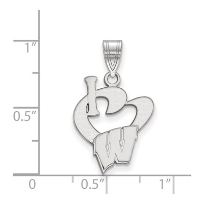 University of Wisconsin Sterling Silver Large Badgers I Heart Pendant – view 2