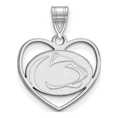 Pennsylvania State University Sterling Silver Medium Penn Lion Heart Pendant