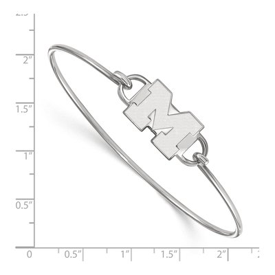 University of Michigan Sterling Silver Small Wolverines Wire Bangle Letter M Bracelet – view 2