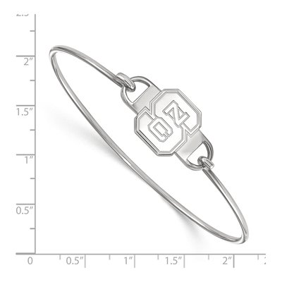 North Carolina State University Sterling Silver Small NC Wolfpack Wire Bangle Bracelet – view 2