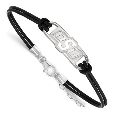 Oklahoma State University Sterling Silver Small O-S-U Leather Bracelet