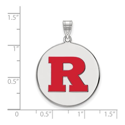 Rutgers University Sterling Silver Extra Large Enameled Disc Letter R Pendant – view 2