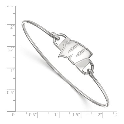 University of Wisconsin Sterling Silver Small Badgers Wire Bangle Letter W Bracelet – view 2