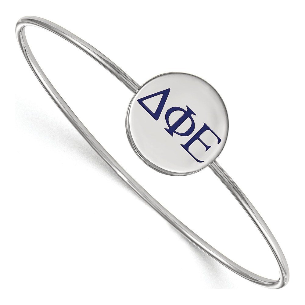 Delta Phi Epsilon Sterling Silver Large Enamel Slip-On Bangle Bracelet