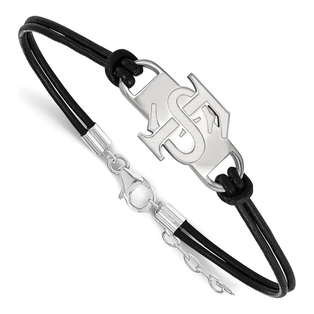 Florida State University Sterling Silver Large Leather Bracelet