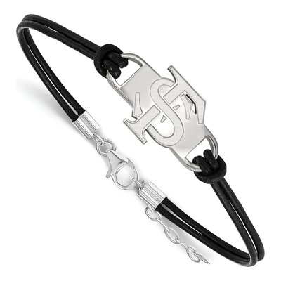 Florida State University Sterling Silver Large Leather Bracelet