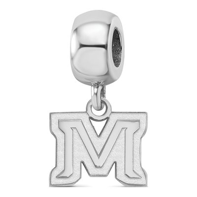 Montana State University Sterling Silver Extra Small Letter M Dangle Bead