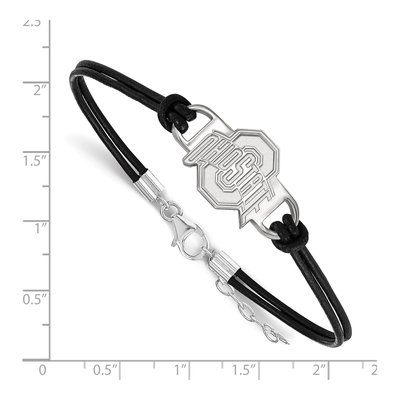 Ohio State University Sterling Silver Small Buckeyes Leather Bracelet – view 2
