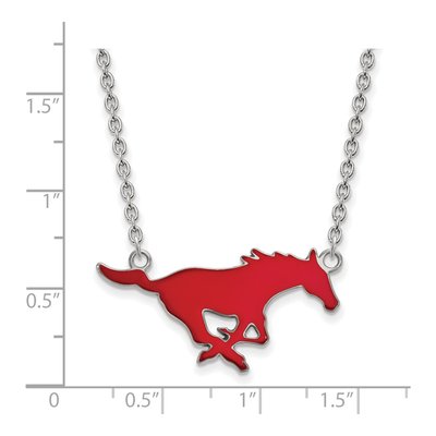 Southern Methodist University Sterling Silver Large SMU Mustangs Enamel Pendant Necklace – view 2