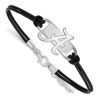 University of Alabama Sterling Silver Medium Leather Letter A Bracelet