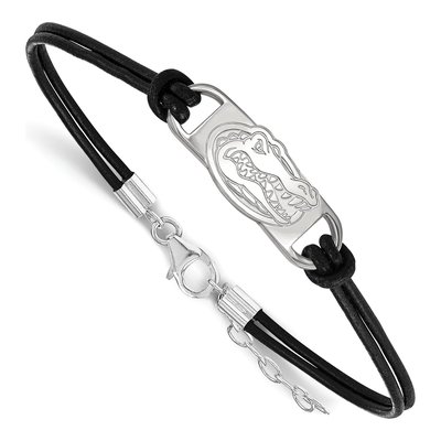 University of Florida Sterling Silver Small Gators Leather Bracelet