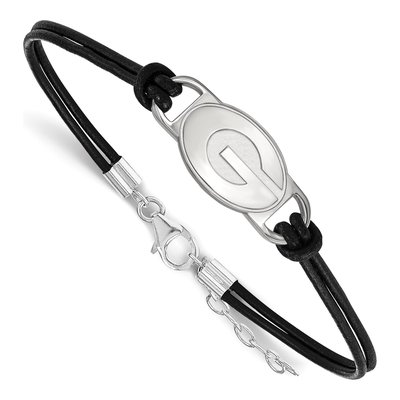 University of Georgia Sterling Silver Small UGA Bulldogs Leather Letter G Bracelet
