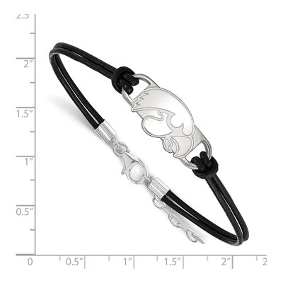 University of Iowa Sterling Silver Small Hawk Leather Bracelet – view 2