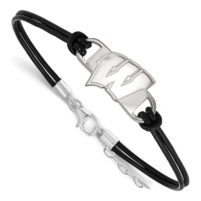 University of Wisconsin Sterling Silver Small Leather Letter W Bracelet
