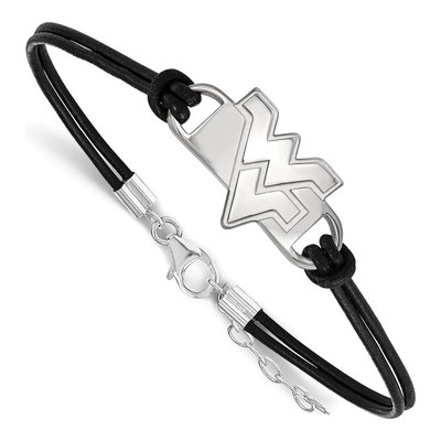 West Virginia University Sterling Silver Small WVU Leather Bracelet