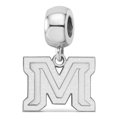 Montana State University Sterling Silver Small Letter M Dangle Bead