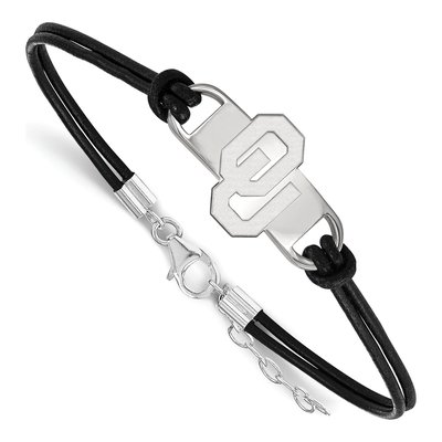 University of Oklahoma Sterling Silver Small Sooners Leather Bracelet