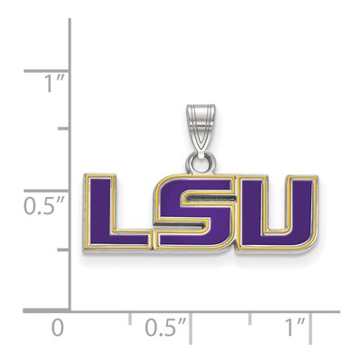 Louisiana State University Sterling Silver LSU Small Enamel Pendant – view 2