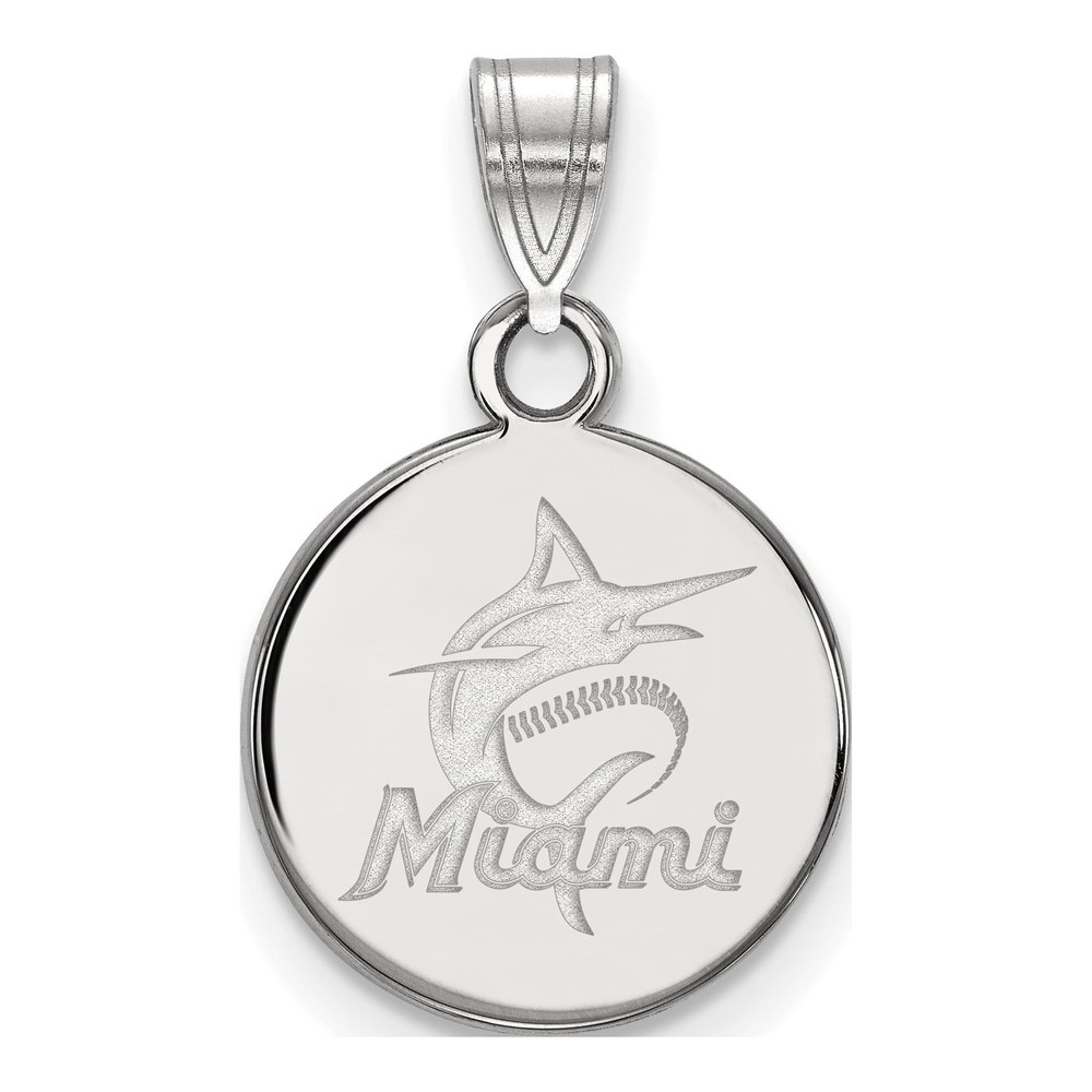 Miami Marlins Sterling Silver Script Disc Pendant