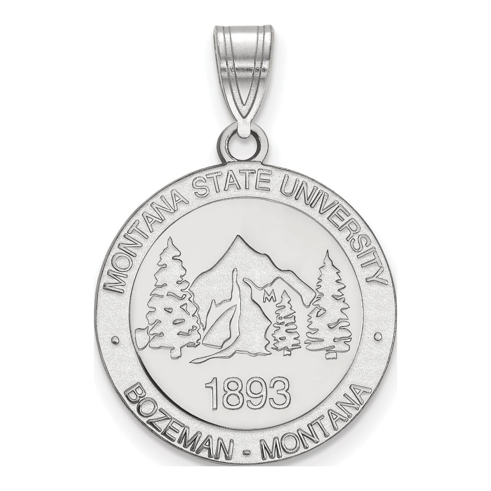 Montana State University Sterling Silver Large Bobcats Crest Pendant