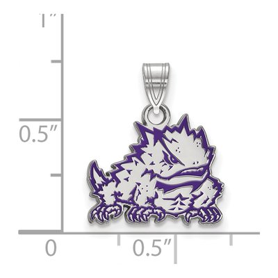 Texas Christian University Sterling Silver Small TCU Horned Frogs Enamel Pendant – view 2