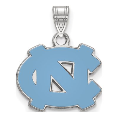 University of North Carolina Sterling Silver Small UNC Tar Heels N-C Enamel Pendant