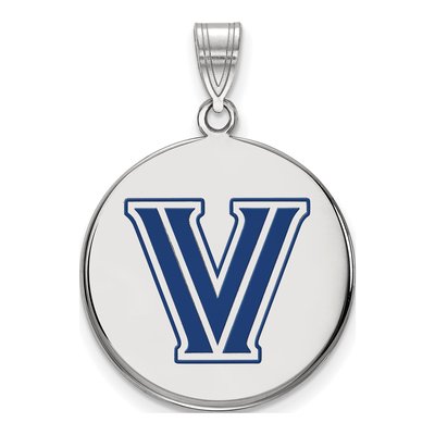 Villanova University Sterling Silver Large Enameled Disc Letter V Pendant