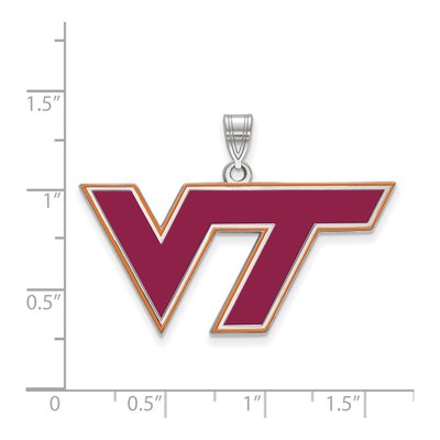 Virginia Tech Sterling Silver V-T Large Enameled Pendant – view 2