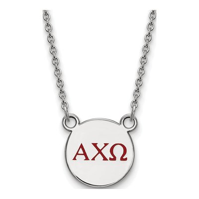 Alpha Chi Omega Sterling Silver Sorority Greek Letters Small Color Enamel Necklace