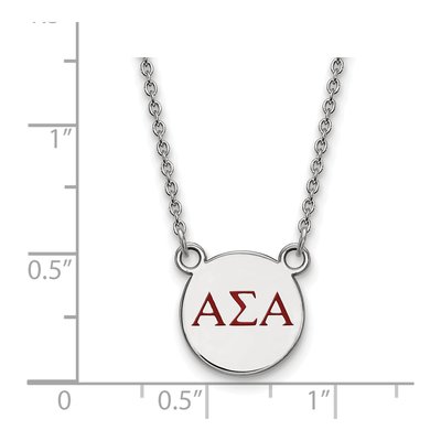 Alpha Sigma Alpha Sterling Silver Sorority Greek Letters Small Color Enamel Necklace – view 2