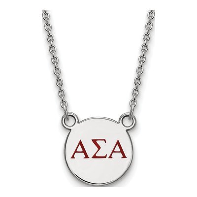 Alpha Sigma Alpha Sterling Silver Sorority Greek Letters Small Color Enamel Necklace