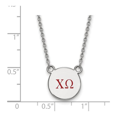 Chi Omega Sterling Silver Small Enamel Necklace – view 2