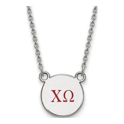 Chi Omega Sterling Silver Small Enamel Necklace