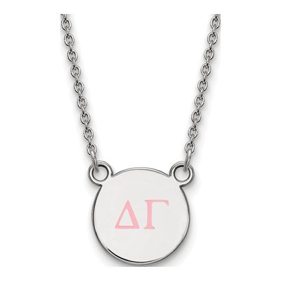 Delta Gamma Sterling Silver Sorority Greek Letters Small Color Enamel Necklace