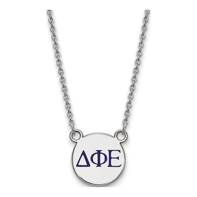 Delta Phi Epsilon Sterling Silver Sorority Greek Letters Small Color Enamel Necklace