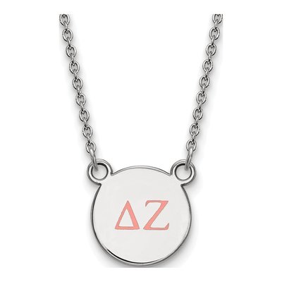 Delta Zeta Sterling Silver Small Enamel Necklace