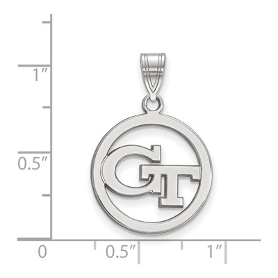 Georgia Institute of Technology Sterling Silver Medium Tech G-T Circle Pendant – view 2