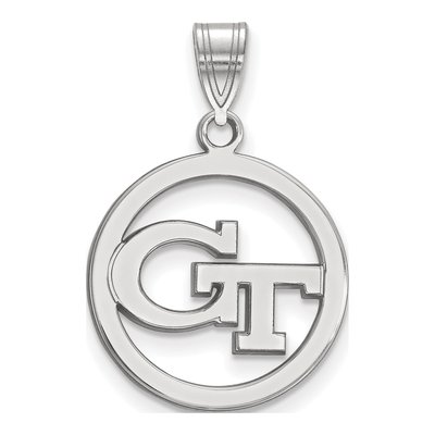 Georgia Institute of Technology Sterling Silver Medium Tech G-T Circle Pendant