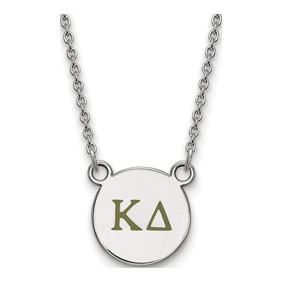 Kappa Delta Sterling Silver Sorority Greek Letters Small Color Enamel Necklace