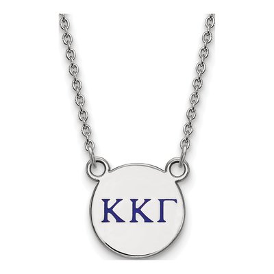 Kappa Kappa Gamma Sterling Silver Sorority Greek Letters Small Color Enamel Necklace