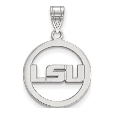 Louisiana State University Sterling Silver LSU Medium Circle Pendant