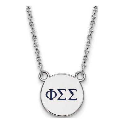 Phi Sigma Sigma Sterling Silver Sorority Greek Letters Small Color Enamel Necklace