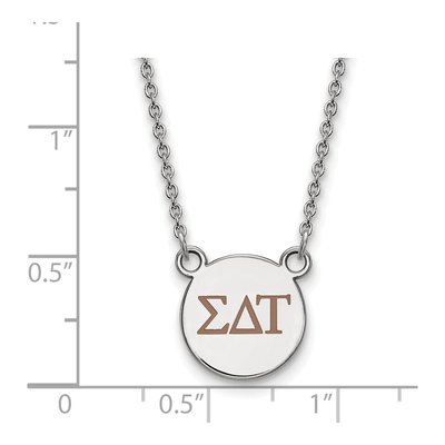 Sigma Delta Tau Sterling Silver Sorority Greek Letters Small Color Enamel Necklace – view 2