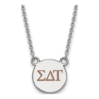 Sigma Delta Tau Sterling Silver Sorority Greek Letters Small Color Enamel Necklace
