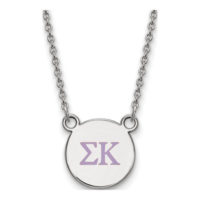 Sigma Kappa Sterling Silver Sorority Greek Letters Small Color Enamel Necklace