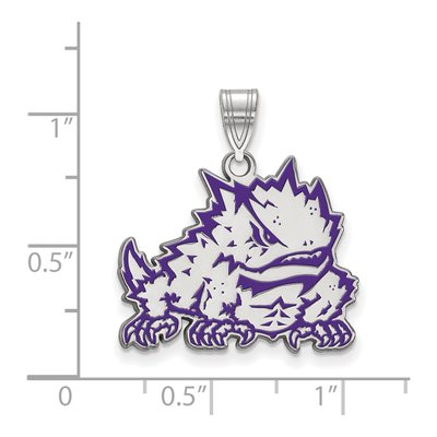 Texas Christian University Sterling Silver Large TCU Horned Frogs Enamel Pendant – view 2