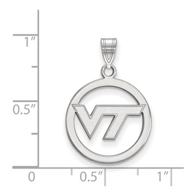 Virginia Tech Sterling Silver Medium V-T Circle Pendant – view 2
