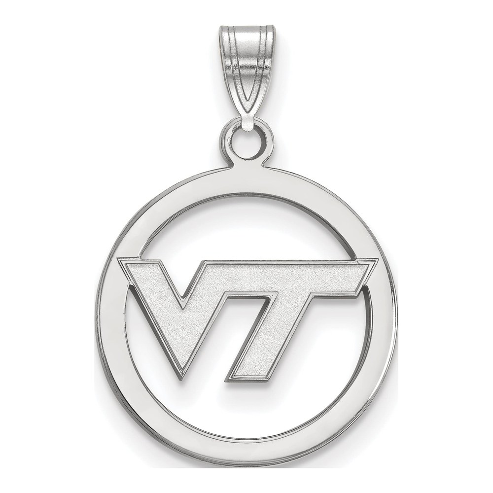 Virginia Tech Sterling Silver Medium V-T Circle Pendant