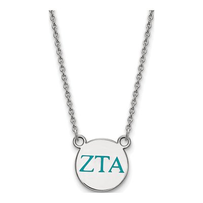 Zeta Tau Alpha Sterling Silver Sorority Greek Letters Small Color Enamel Necklace