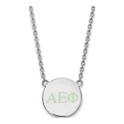 Alpha Epsilon Phi Sterling Silver Sorority Greek Letters Small Color Enamel Necklace